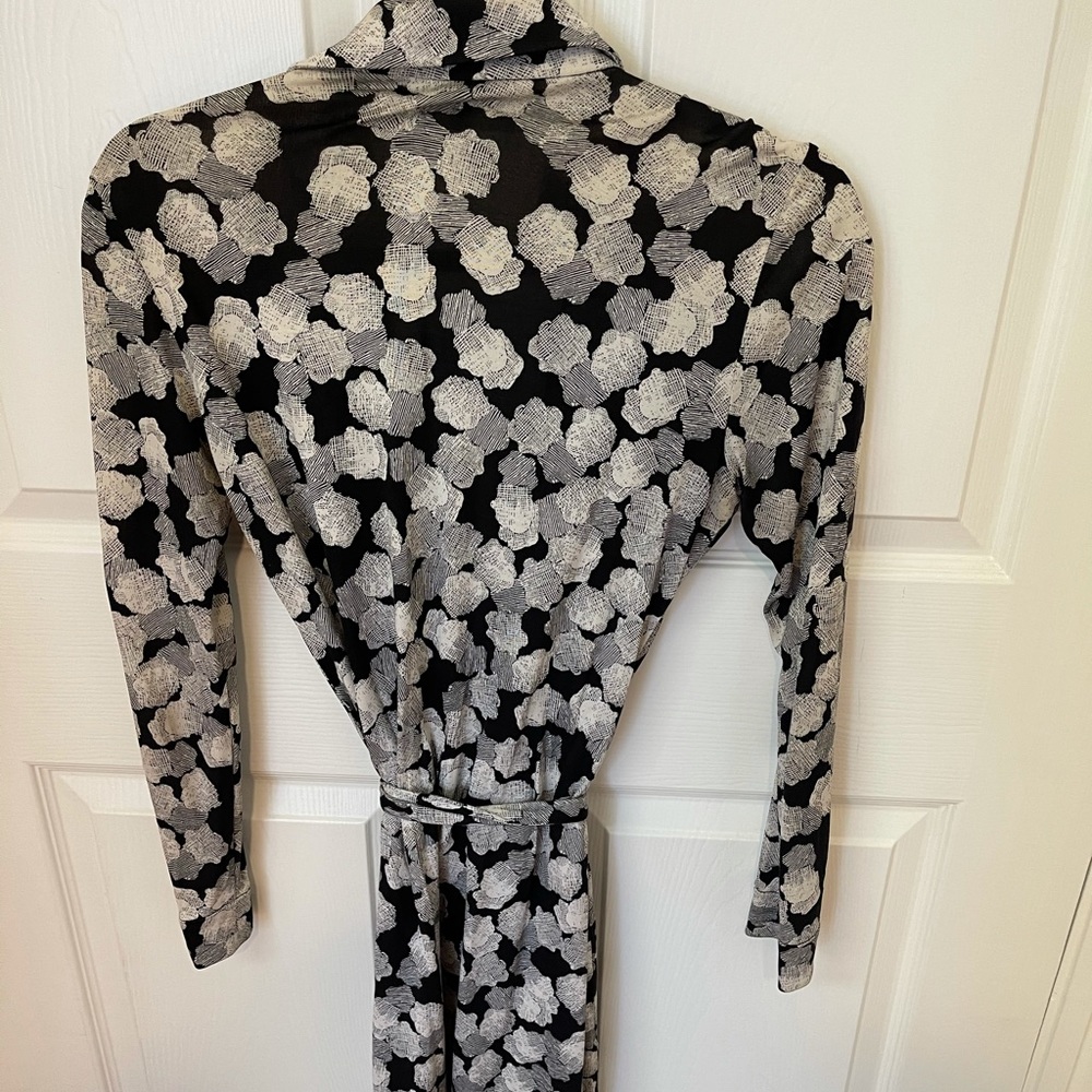 DVF black and white wrap dress